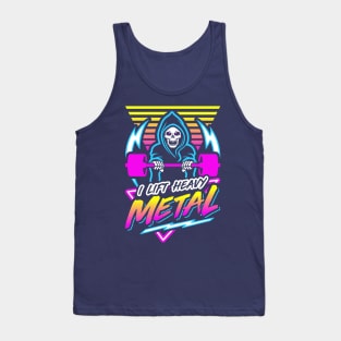 I Lift Heavy Metal (Gym Reaper) Retro Neon Synthwave 80s 90s Tank Top